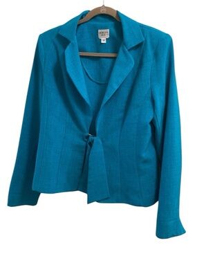 Vintage Dorby Teal Tie Front Blazer Jacket Women’s Size 12 Spring Summer